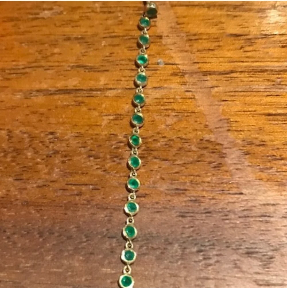 Solid 14k Yellow Gold Emerald Earrings (Pair) by The Last Line - Picture 2 of 3